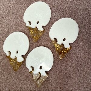 White and Gold Skull Coasters